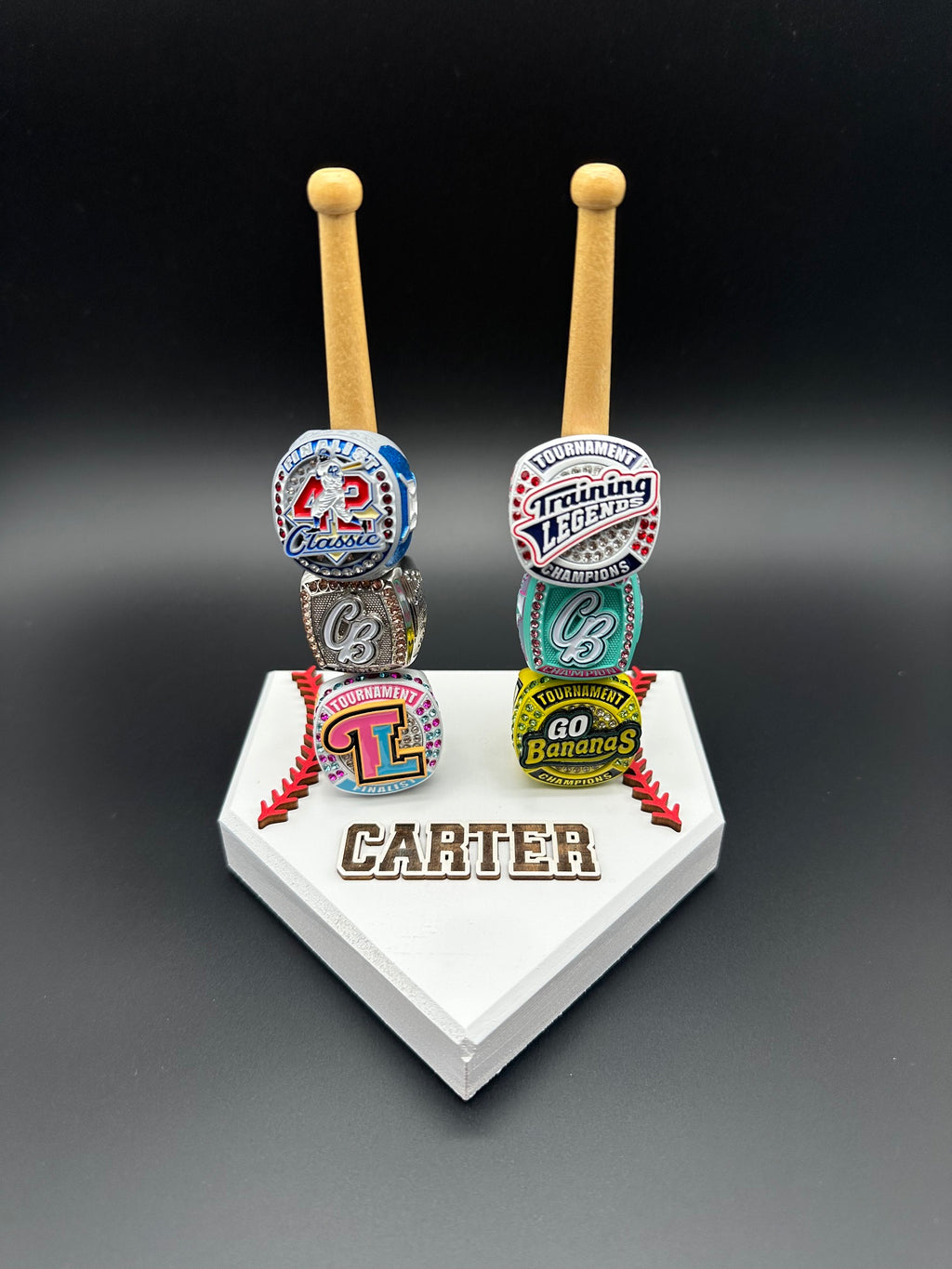 Home Plate Ring Holder w/2 Bats